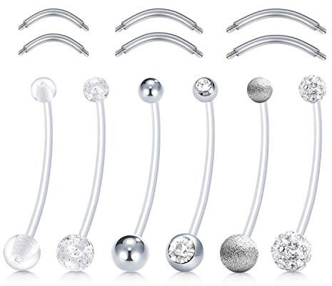 D.Bella Schwangerschaft Bauchnabelpiercing 38mm Flexible Bioplast Schwangerschaft Bauchnabel Piercing für Frauen 14G