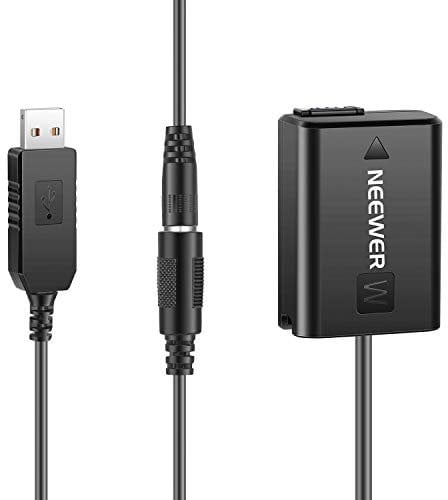 NEEWER DC Coupler Replacement for NP-FW50 Battery Dummy Power Adapter with USB Cable Compatible with Sony A7 A7R A7S A7II A7RII A7SII A6500 A6400 A6300 A6100 A6000 NEX5 NEX7 etc.