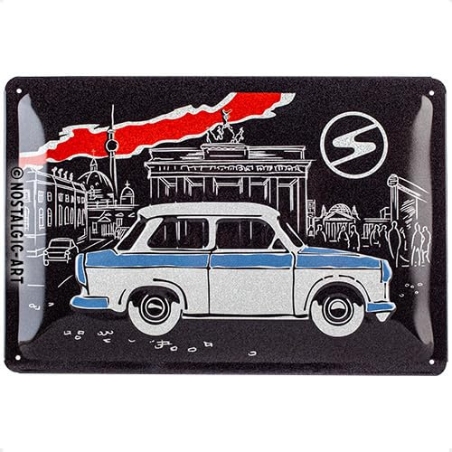 Nostalgic-Art Retro Blechschild, 20 x 30 cm, Trabant – Berlin Black | aus Metall, Vintage Design, Blechschilder Sprüche, Souvenir & Geschenk-Idee