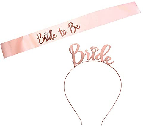 Junggesellinnenabschied Deko Set Bride Tribe Schärpen Accessoires Dekoration Partyzubehör mit Krone Haarreif Stirnband Tiara Braut Schärpe für Freundin Hen Night Party