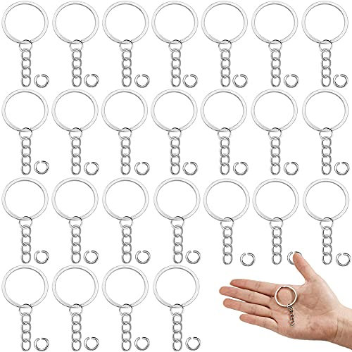 100 Pcs Anneau Porte Clé,Chaine Porte Clef,Porte-Clés Anneaux Split,Porte Clef de 25 mm,Porte-Clés Avec Chaîne e Mini Anneaux de Saut Ouverts,pour Voiture,Maison et Loisirs Créatifs de Bricolage (1)