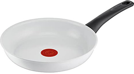 Tefal C41704 Ceramic Control Bratpfanne 24 cm | sichere Keramikversiegelung | Thermo-Signal Temperaturindikator | leichte Reinigung | induktionsgeeignet | Weiß