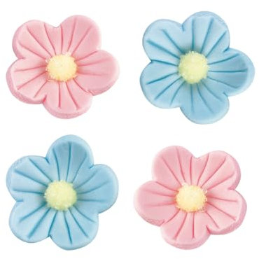 Günthart 96 Zuckerblumen | rosa und hellblau gemischt | essbare Feinzuckerblumen | Blütenform | Zuckerdekoration