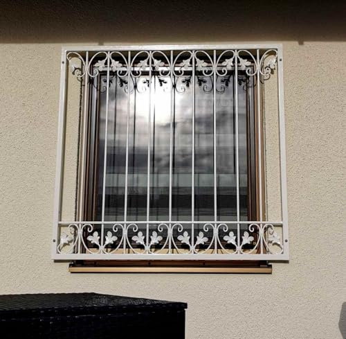 Fenstergitter Metall Schmiedeeisen Einbruchschutz Monaco-Z100 flex Verzinkt nach Maß, Breite Universal Alles:Breite 53 cm