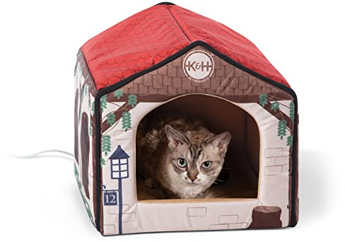 K&H Pet Products Niche chauffante d'intérieur pour Chien et Chat Motif Chalet 40,6 x 38,1 x 35,6 cm