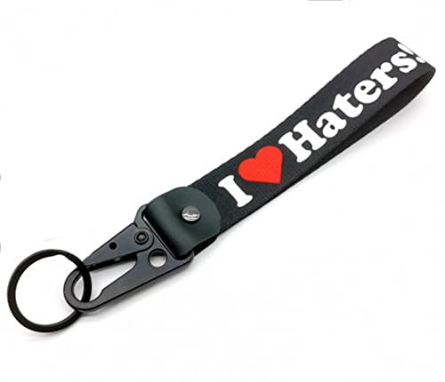 Streetculture I Love Haters - Nylon Jet Tag Schlüsselanhänger - Auto Garage Custom Car Accessories Zubehör Lanyard Schlüsselband Keychain