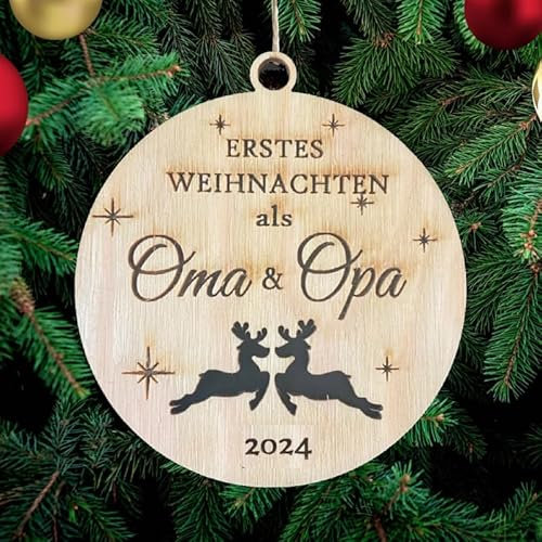 Unser Erstes Weihnachtenals als Oma und Opa - Christbaumschmuck Weihnachtsdeko aus Holz Weihnachtsbaum Deko Weihnachtsdekoration Ornament Weihnachtsbaumschmuck Holz