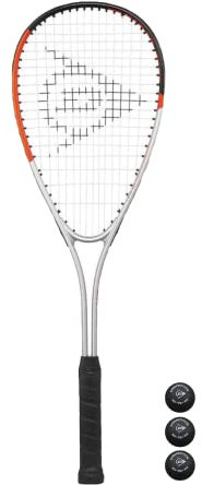 Dunlop Hyper Tour Squashschläger, vollständige Schutzhülle und 3 Squashbälle