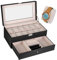 shelfmade Schmuckaufbewahrung - Uhrenbox 12 Uhren schwarz - Schmuckkästchen Watch Box - Schmuckkasten Damen & Herren Samt - Uhrenaufbewahrung mit Schloss (beige)