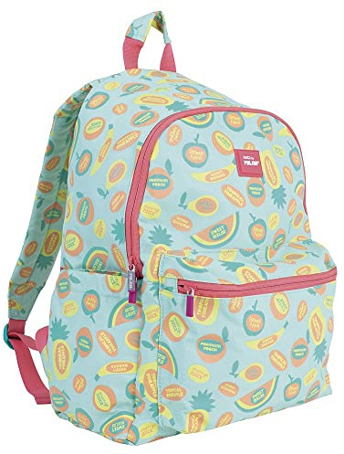 MILAN® Classic City Rucksack 2 Reißverschlüsse (22 Liter) Spezialserie Frutikis, Grün und Orange