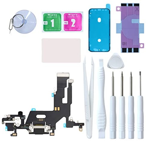 LOZOP for iPhone 11 Charging Port Replacement, Dock Connector & Microphone Assembly with Repair Tools for iPhone 11 6.1 Inch All Carriers (Black)