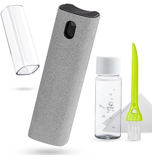 Screen Cleaner Spray 20ml, walrfid Phone Computer Laptop Screen Cleaner Kit with Wipe for Electronics, TV, Tablet, PC, LCD Flat Screens, Monitor, Eyeglasses, iPhone, iPad, MacBook Pro - Light Grey
