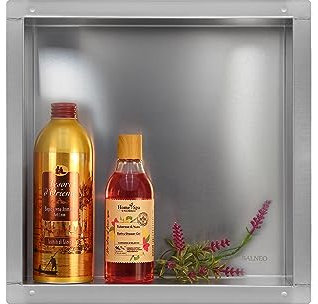 Balneo WALL-BOX NO BORDO Doccia da Nicchia a Parete in Acciaio Inox 30x30x10cm Nicchia da Doccia Impermeabile, Installazione Nicchia Flessibile, Nicchia per Utensili da Bagno, Sotto Le Piastrelle