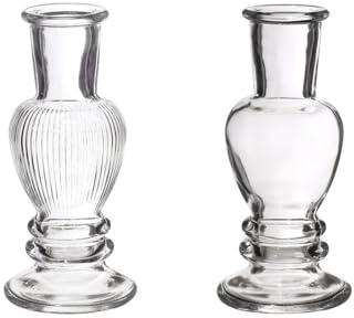 NaDeco Glasvase Bunt 'Venice' 2er Set - Wählbar in vielen Farben und Größen | Kerzenvase | Bunte Glasvasen | Deko Vasen | Ausgefallene Farbige Glasvasen, Farbe:Glasklar, Größe:h.11.3 Ø 5cm
