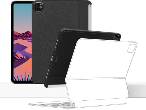 EISSCCE iPad Pro Hülle - Kompatibel mit Magic & Smart Keyboard Folio, funktioniert mit 2020-2022 12,9 Zoll iPad Pro, magnetische Hülle unterstützt Apple Pencil Aufladen (Schwarz)