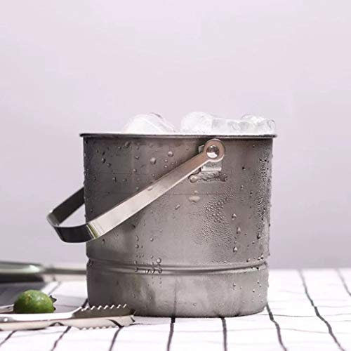 MOOWI Ice Bucket Stainless Steel Portable Small Ice Bucket Send Ice Clip Household Kitchen Storage Bucket Restaurant Bar Ice Bucket Small Bucket Keeps Ice Cold & Dry