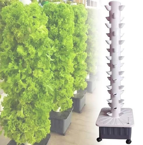 45Holes Hydroponic Tower Growing System - Indoor Vertical Grow Tower with Self-watering & Hydrating Pump for Soilless Cultivation - Complete Aeroponics Growing Kit