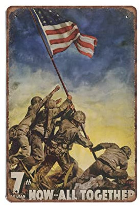 GQWJKSZ Lustiges Vintage-Schild Iwo Jima Wwii War Bond Metallblechschilder für Küche, Garten, Garage, Badezimmer, Wanddekoration, 20,3 x 30,5 cm