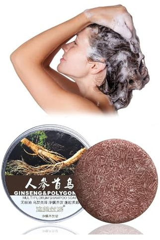 Ginseng-Shampoo-Riegel, Shouwu Kräuter-Haarshampoo-Seife, Haarreinigung, hilft Haarausfall zu stoppen, wirkt gegen Schuppen, lindert Juckreiz, Haarseife in Reisegröße for Frauen und Männer /505 ( Colo