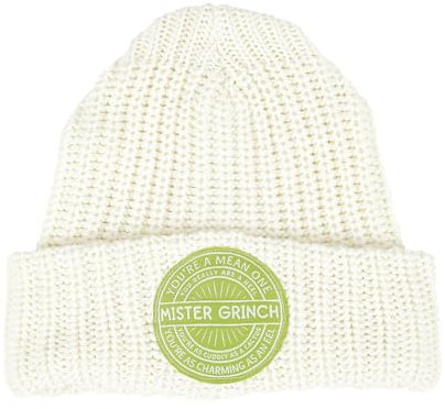 Department 56 Unisex-Erwachsene Snowpinions Dr. Seuss The Grinch You're a Mean One Snowwear Adult Beanie-Mütze, Weiss/opulenter Garten, Einheitsgröße