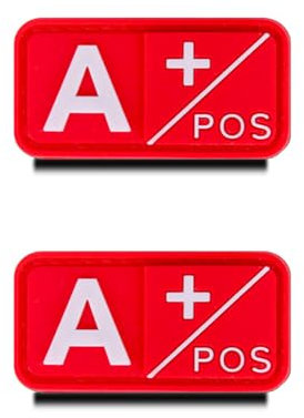 2 PCS Rot A+ Pos Positiv Typ Blutgruppe 3D PVC Rubber Medic Patch, Schweres Material, für Taktische Rucksäcke, Medizinische Taschen, Erste-Hilfe-Kits, Outdoor-Abenteuer-Kits