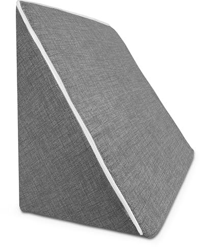 TIENDA EURASIA - Almohada de Lectura para la Cama o Sofá | En Forma de Cuña | Almohada de Descanso | 50 x 40 x 40 cm | Funda de Tela Lavable | Relleno de Espuma de Alta Densidad | Ergonómico (Gris)