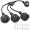 Cable de extensión de 3 enchufes Schuko, Adaptador 3 en 1 con Cable Flexible, extensión Doble, 16 A/250 V, convertidor de Enchufe alemán de 1,5 mm², 16 A/250 V, Negro