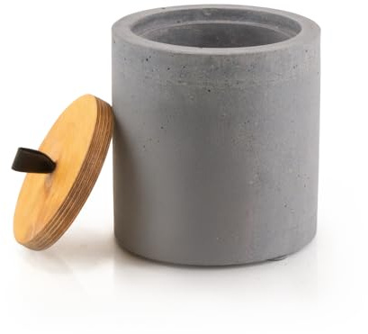 Wachsfeuer Outdoor - Kerze mit Dauerdocht - 15 x 15 Zentimeter - Geschliffener Beton - Handgemacht in Hessen! (Hellgrau)