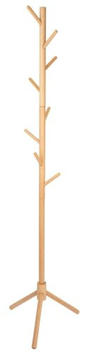Harbour Housewares 1x Bois Clair Portemanteau en Bois sur Pied - Multi-Crochet Couloir Salle Chapeau Sac Veste Cintre Stockage Arbre Unité