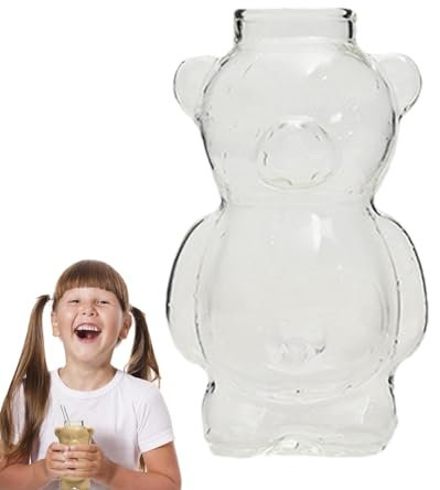 Taza de Café Oso, Vasos Taza de Café Expreso | Taza de vasos de jugo de té de café,Taza de cristal con diseño de oso de café y leche, 300ml, taza de cerveza espresso para café expreso, té