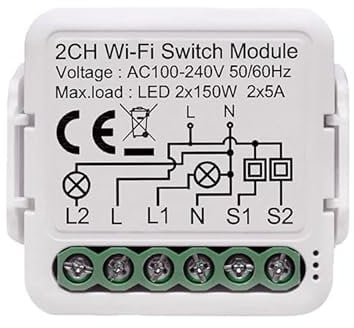 Netplus WLAN Relais | 2 Kanäle | WiFi Switch Relais Schalter 2-Kanal | Hausautomatisierung | Kompatibel mit Amazon Alexa Echo/Dot und Google Home/Yandex