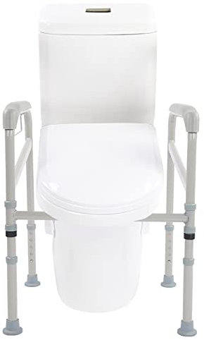 Cadre de Toilette Réglable pour Personnes Handicapées, Accoudoirs Antidérapants, Hauteur et Largeur Réglables, Support pour Sortir et Approcher des Toilettes, Cadre de Toilette