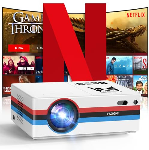 [Netflix App/Dolby Audio] FUDONI Smart Projector with WiFi and Bluetooth, Native 1080P 25000L 4K Decoding for Home Cinema, Outdoor Movie Projector with Apps, Built-in Netflix/YouTube/Prime Video
