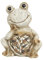 mucHome Gartenfigur Frosch, grau-braun, Höhe 20cm aus Polyresin für Garten, Blumenbeete Figur (Frosch)