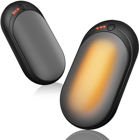 Elektrischer Handwärmer,Handwärmer Wiederaufladbar 2er Set mit 6000mAh,Taschenwärmer USB-Kabeln,3 Heizmodi,20 Stunden Lang Anhaltende Wärme,Aufladbar Taschenheizung für Outdoor im Winter