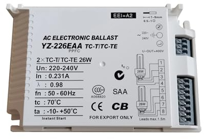 HASGTFM Ballast électronique for démarrage instantané, Lampe Fluorescente, Ballasts électroniques for Lampes TC-D/DE 13W TC-T/TC-Te 26W, YZ-213EAA YZ-226EAA(YZ-226EAA)