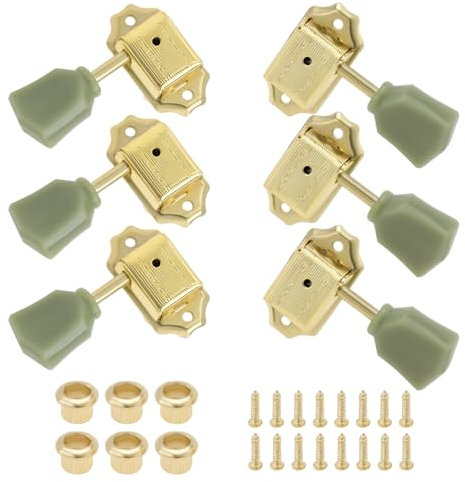 SG Store 6 Stück WJ44 Vintage-Mechaniken 3L3R-Mechaniken-Set 1:15-Verhältnis Saiten-Stimmschlüssel für Gitarren mit 8 Mm Kopfplattenlöchern (Gold)