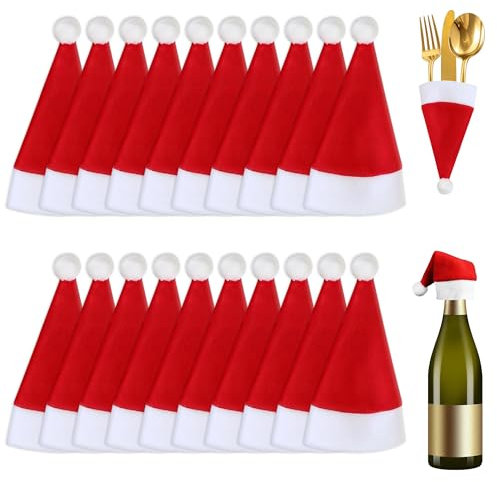 Personalize Pro Besteckhalter für Weihnachten, Weihnachtsmannmützen, Besteckhalter, Weihnachtsmütze, Geschirr, Bestecktaschen, Weihnachten, Taschenmesser, Gabeln, Geschirr, Dekorationen für Zuhause,