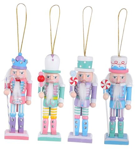 HAWILLOSCH 4 Stück Nussknacker-Anhänger Nussknacker Christbaumspitze Gold Feiertags-Nussknacker-Figur bücherregal Dekoration buchregal Dekoration Nussknackerfiguren Nussknacker-Ornament Holz