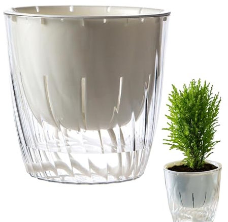 Pruojhw Vase hydroponique, pots hydroponiques, vase de bureau, auto-arrosage, pot de fleurs de table pour la propagation de la culture hydroponique, vase transparent pour la décoration du plan de