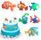 Valicaer Ozean Thema Tortendeko Geburtstag,6Pcs Meerestier Kuchendeko Meer Tiere Cake Topper Unterwasserwelt Kuchendeko Clownfisch Figuren Torten Deko für Kinder Geburtstag Party Baby Shower