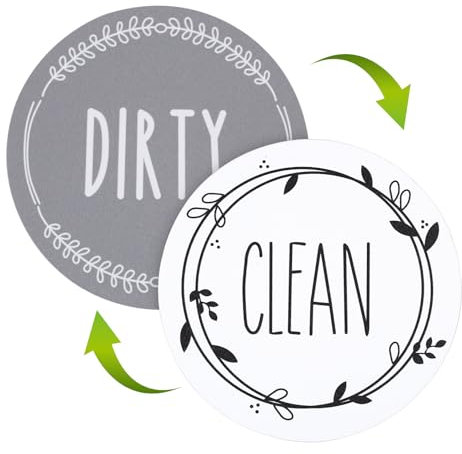 Clean Dirty Dishwasher Magnet, Double Sided Dishwasher Sign Clean Dirty Magnetic Flip Decoration Dishwasher Indicator Sign for Dish Washer Dish Bin Decor Kitchen Organization Storage