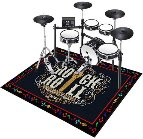 Schlagzeugteppich Schlagzeug Teppich rutschfest Schalldicht Drum Teppich Matte Innen und Außen Elektronisches Jazz Schlagzeug Kit für Bass Snare Drum Outdoor Schallschutz Akustik Teppich 120 x 80 cm