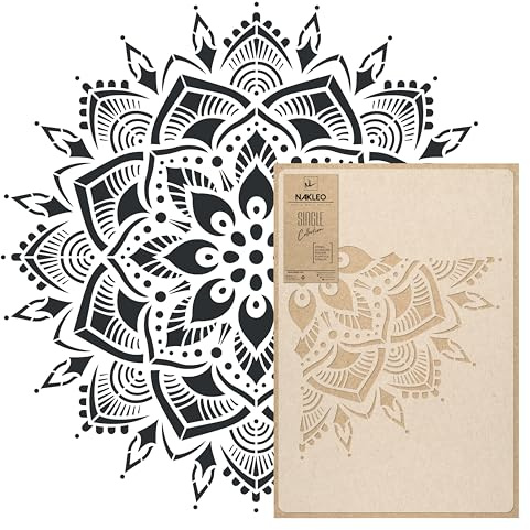 NAKLEO Mandala Painting Large Stencil, Diameter 103 cm, Flower Mandala Stencil, Reusable Plastic Template, Art Craft DIY, Big Geometric Mandala Pattern for Painting Wall Floor Wood Fabric Furniture