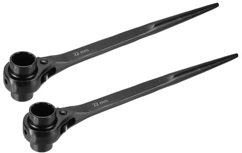 sourcing map 19 x 22mm 12-Point Scaffold Podger Ratchet Spanner Ratcheting Socket Wrench Tool (Black) 2pcs
