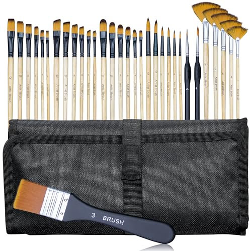 32-PCS Art Paint Brushes Set for Oil, Acrylic & Watercolour Painting – Professionally Designed for Artists, Adults, and Kids