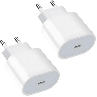 2 Pack USB C Stecker Netzteil,20W USBC Adapter Ladegerät für Smartphones, Tablets, USB C Geräte, Schnellladegerät mit 2 Meter Kabel