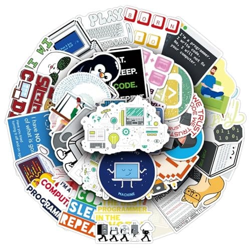 Programming Stickers for Laptop(50PCS),Gift for Children Teens Adults Girl Boys,Hackers Engineers Waterproof Stickers for Skateboard,Scrapbook,Bike,Phone,Computer,Luggage Water Bottle Guitar