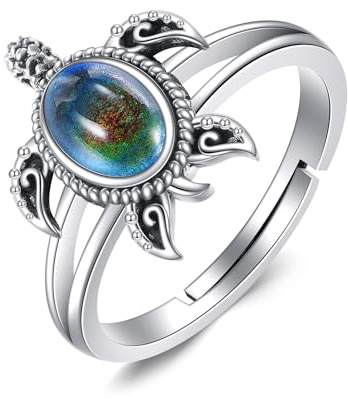 DAYLINLOVE Tier Ring 925 Sterling Silber Katze/Schlange/Schildkröten/Kolibri/Libelle/Fuchs/Corgi/Panda/Französische Bulldogge/Faultier Stimmung Daumen Ring Tier Schmuck Geschenk für Damen
