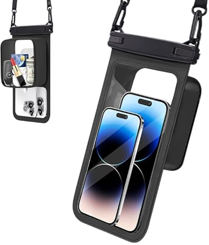 Sonwaha wasserdichte Handyhülle,[Doppelte Taschen] IPX8 Unterwasser Handyhülle Wasserfeste Handytasche für Schwimmen Waterproof Phone Case für Smartphone bis 8.5 Zoll Schwarz